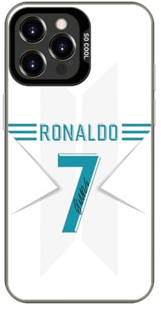 Ronāldo Jersey Case Compatible with iPhone 12 Pro Max 6.7 inch, Classic Soccer Jersey Phone Case for iPhone 12 Pro Max Slim Thin Rugged Cover Non-Slip Shockproof, White