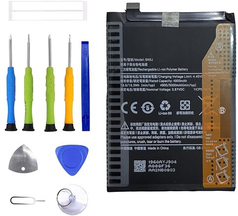 ERYNK BN5J Batterie de rechange pour Xi-aomi Poco X5 & Red-mi Note 12 22111317PG, 22111317PI, 22111317I, 22111317G avec jeu d'outils