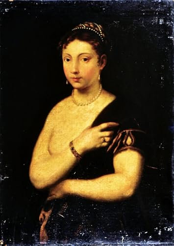 XcBAIHOUD Berühmte Gemälde Moderne Wandbild Kunstdruck Wand Dekoration Mädchen im Pelzmantel von Tiziano Vecelli Wandposter Kunstdruck für Wohnzimmerdekoration 60x90cm