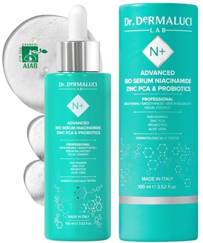 Dr. Dermaluci Lab - Serum Facial Niacinamida 5% BIO Purificante Iluminador Hidratante 100ml - Zinc PCA, Prebióticos, Hialurónico - Pieles Sensibles - AIAB, Nickel Tested - Made in Italy