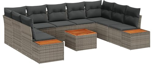 vidaXL Gartensofa-Set 10 STK. Grau Poly Rattan