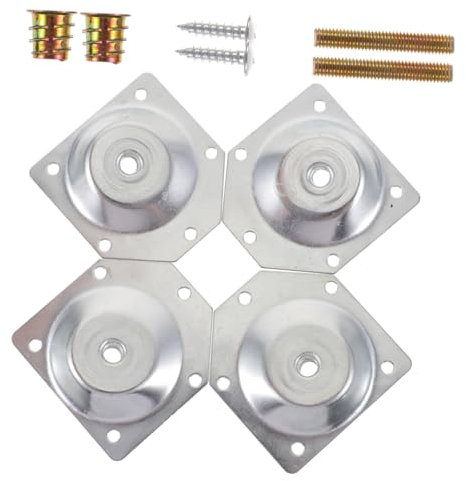 QUMIIRITY 4Pcs Furniture Leg Brace Set Connecting Pads for Angled Legs Assembly with Screws Silver Brackets for Solid Wood Connection for Tables and Chairs