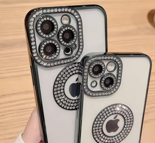 KK KENIK Case For iphone 11,Luxury Crystal Clear TPU with Rhinestone Camera Protection, Shockproof Diamond Bling Black Frame Compatible Phone Models For iPhone 11 Cover