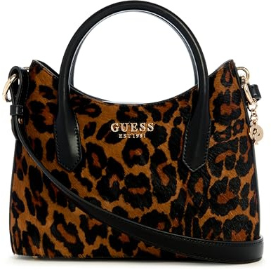 GUESS Handtasche Umhängetasche Domitilla Mini Satchel Bag Leopard braun
