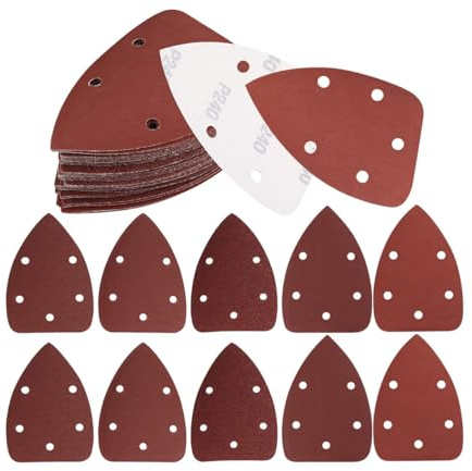 30 Stück Schleifscheiben-Pads, 5 Löcher, Klett-Schleifpapier, Dreieck-Schleifblätter, Körnung 120, sortierte Schleifpapier-Pads zum Schleifen, Polieren, Exzenterschleifer