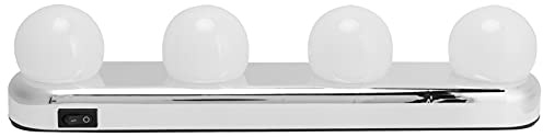 Tnfeeon Luce per Trucco a LED con Luci di Cortesia, Kit di Lampadine da Parete Senza Fili in ABS Portatile, 4 Luci a Specchio a LED per Toeletta e Bagno