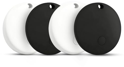 2025 Schlüssel Tracker (für IOS und Android) Smart Tag schlüsselfinder für Taschen Koffer funktioniert mit Apple Find My (Apple MFi Zertifiziert) & Google Find My Device - 4 Stück (Schwarz und Weiß)