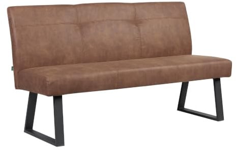 DUBI Möbel Sitzbank Joyce 160 cm mit Federkernpolsterung – Moderne Esszimmerbank Braun – Gepolsterte Küchenbank mit 15 cm Polsterung & Metallbeinen Schwarz