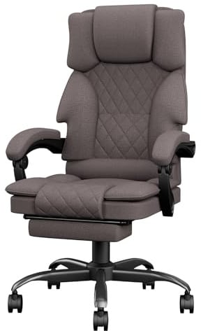 Submi Silla Gaming con Respaldo Ancho, Silla de Oficina para Adultos con Reposapiés para Oficina en Casa, Silla Escritorio Office Chair Ajustable en Altura, Reposabrazos Ajustables, Marrón Oscuro