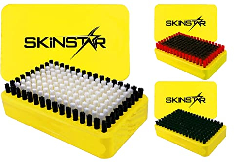 SKINSTAR 3er Set Ski Belagsbürsten BaseBrush Nylon, Rooshaar u. Kufper/Bronze gelb