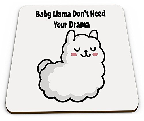 Bébé Lama Don't besoin de votre Drama humoristique brillant Mug Dessous de Verre, Sous Verre, Repose Verre