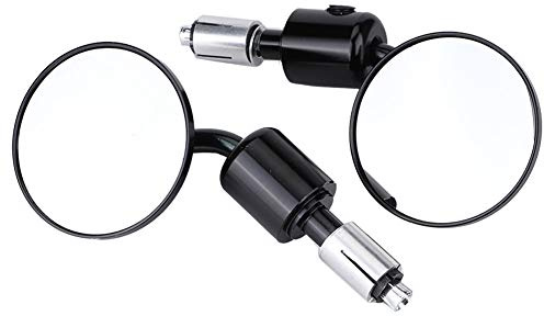 Seitenspiegel, Lenkeraufsatz 7/8 Zoll, Handstangenspiegel, Motorrad, verstellbar, 3 Zoll, Universal, Seitenspiegel mit Ende (schwarz) for Motorradfahrer