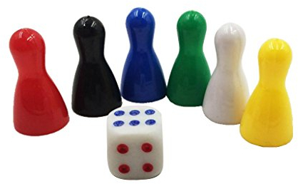 P Prettyia 6er Pack Spielfiguren Halmakegel mit Würfel für Halma Ludo