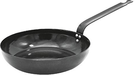 Karl Krüger 117054BL Pfanne mit Stiel 28 cm, Serie BLACK (Westernpfanne), Stahl emailliert/Bratpfanne