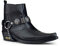 Stivali a Punta Uomo Colore Nero di Pelle Stile Gotico Punk Motociclista 9