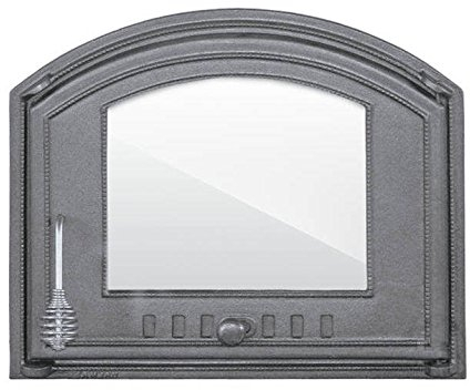 Home&Wood - Puerta para pizza (485 x 410, puerta de horno de hierro fundido con cristal abierto, puerta de pan, derecha)