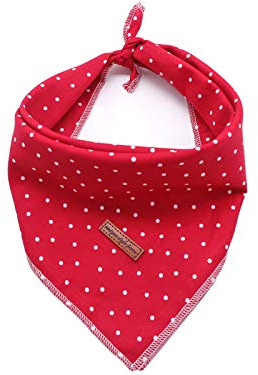 Unique style paws 1PCS Hundebandanas Waschbarer Baumwollquadrat-Latz, Verstellbarer Hundetuch für kleine mittelgroße Hunde und Katzen/Rotes mit weißen Punkten