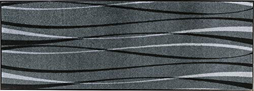 Erwin Müller Fußmatte Mayen grau Größe 60x180 cm, Schmutzfangmatte, Sauberlaufmatte Streifen - langlebig, pflegeleicht, rutschfest, für Fußbodenheizung geeignet