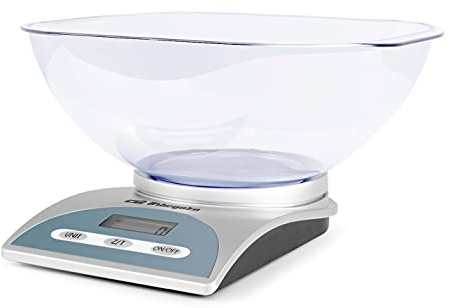 Orbegozo PC 2016 - Báscula de cocina, función tara, indicador sobrecarga, capacidad máx. 5Kg, conversión de unidades, funciona a pilas