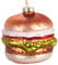 BRUBAKER Hamburger - Handbemalte Weihnachtskugel aus Glas - Mundgeblasener Christbaumschmuck Burger lustig Deko Anhänger Baumkugel - 9 cm