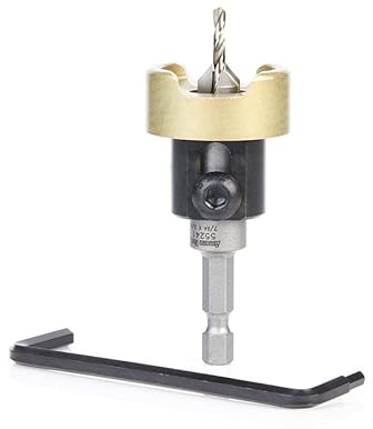 Amana Tool 55241 Carbide Tipped Countersink with No Burning and No Marring Adjustable Depth Stop with No-Thrust BB 3/8 D x 7/64 Drill D x 1/4 Inch Quick Release Hex SHK