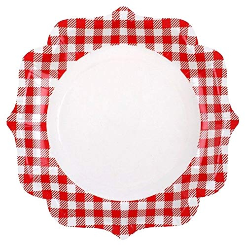 Au plaisir des yeux 10 Assiettes en carton à la campagne vichy rouge et blanc 21cm