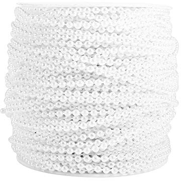Perle Schnur - 50M Rolle 3mm Angelschnur Perlen Schnur Perlen Kette Girlande Hochzeitsdekoration Mittelstücke(Weiß)