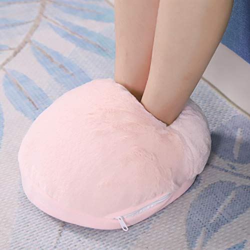 USB Foot Warmer, Electric Heated Feet Warmers Heating Shoes for Winter Office Heating Plush Shoes Temperature: 50℃-60 ℃(Pink)