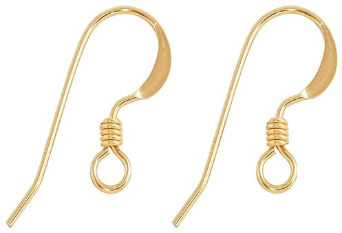 BEADNOVA Earring Hooks 4pcs 14k Gold Filled Earring Kits with Rubber Backs Ear Wire Hook for Jewelry Making DIY Ear Post Supplies (4pcs Earwires and 4 pcs Backs)
