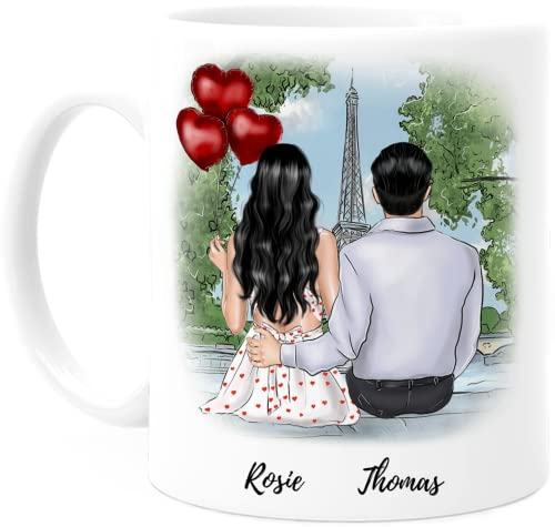 Tassenliebling® Personalisierte Pärchen Tasse mit Namen und Spruch lustig zum selbst gestalten - Personalisiertes Geschenk für Paare mit romantischem Motiv - perfekt zum Jahrestag