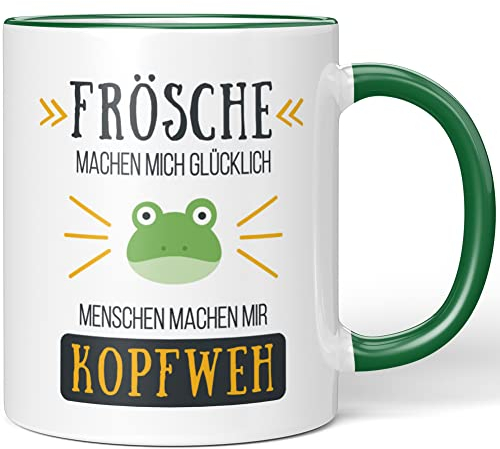 JUNIWORDS Tasse, Frösche Machen Mich glücklich Menschen Machen Mir Kopfweh, Wähle Farbe, Grün