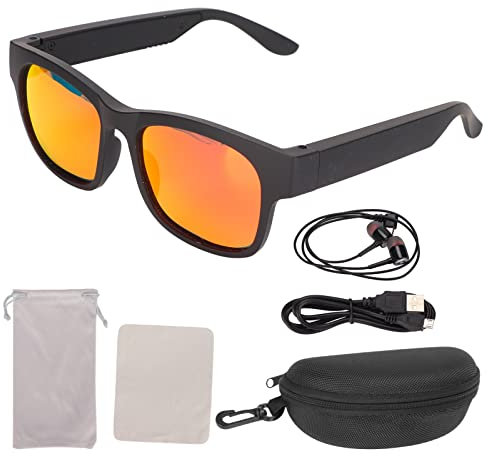 Gafas Inteligentes, Gafas de Sol de Audio Inteligentes Cancelación de Ruido Llamadas Manos Libres Altavoz de Oído Abierto con Conectividad Bluetooth para Juegos Reunión Viajar(Oro Deslumbrante)
