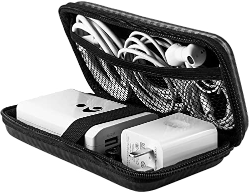 ACOCOBUY Power Bank Case, Hard Drive Hard EVA Portable Storage Bag Electronic Organizer Pouch Black