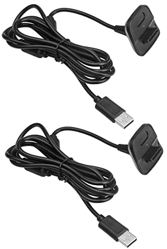 Caricabatterie per controller Xbox 360, confezione da 2 cavi di ricarica USB compatibile con controller di gioco wireless Microsoft Xbox 360, 6 piedi