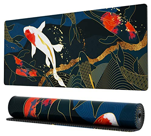 Ovenbird Extended Gaming Computer Mouse Pad, Large Gaming Mousepad for Desk, Japanese Anime Desk Pad with Cherry Blossom, Cool Desk Mat for Keyboard and Mouse, Blue, 31.5 x 11.8 x 0.12 inches
