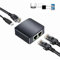 Wuedozue Adaptador divisor de red RJ45, 1 a 2 hembra dual USB a puerto RJ45 interfaz LAN conector de enchufe Ethernet 8P8C extensor enchufe ir en línea simultáneamente para cable Cat5/5e/6/7
