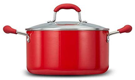 Olla de sopa multifunción de 24 cm, olla binaural roja, olla de sopa antiadherente de doble fondo, olla de cocina para el hogar, utensilios de cocina, olla para el hogar, olla perfecta para el