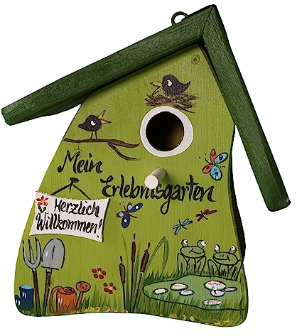 Vogelvilla Nistkasten aus Holz, handbemaltes Nisthaus, mit Aufhängung, Nistkasten Tiere des Waldes