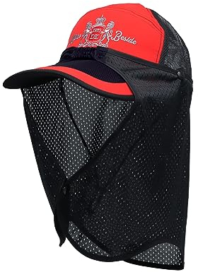 MarkMark Sonnenschild Hut Sonnenschutz Kappe Mesh Safari Wandern Kappe Hals Klappe Fischerhut SLM1529, rot, 56