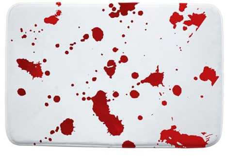 Halloween-Blut-Fußabdruck-Teppich, rutschfest, saugfähig, gruselige Blutflecken, blutige Fingerabdrücke, Fußmatte, für Badezimmer, Tür, Schlafzimmer, Veranda (A 80 x 50 cm)