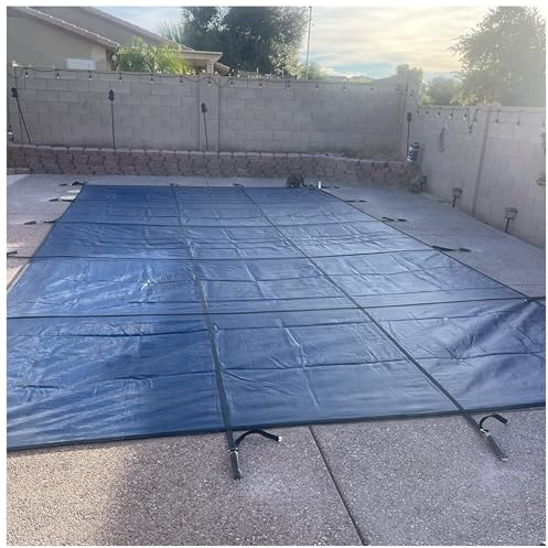 Abdeckplane Pool Rechteckige Winterschwimmbadabdeckung, Mikroelastisches Mesh-Poolschutzgewebe Für Unterflurpools, Anpassbare Größen, Das Installationszubehör Umfasst ( Color : Blue , Size : 200x400cm