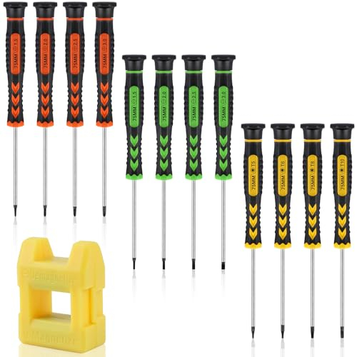 Ezydka 12Pcs Small Screwdriver Set, Phillips Flathead Torx Small Screwdriver, Mini Ccrewdriver with Magnetizer, Mini Screwdriver Set for Electronics