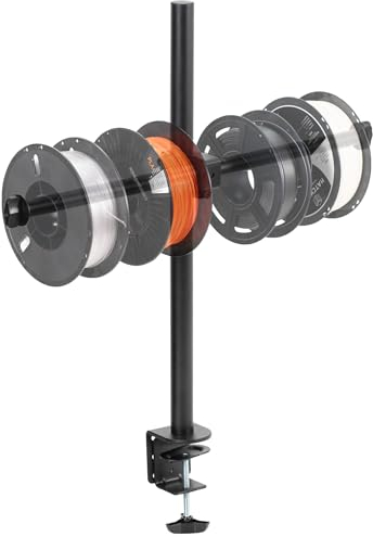VIVO STAND-3DRH Filamenthalter zum Klemmen für 3D-Drucker, höhenverstellbare Spulenhalterung, hält bis zu 8 Standardrollen, schwarz