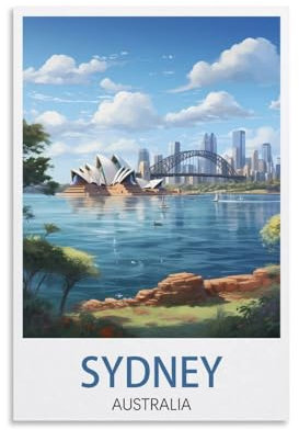 PuPLuM Sydney Australien Vintage-Reiseposter, Landschaft, 20 x 30 cm, Leinwand-Kunst-Poster für Wohnzimmer, Dekoration, Gemälde für Heimdekoration