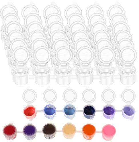 KALIONE 36pcs Empty Paint Pots with Lids 5ml/0.17oz Small Paint Pots Tiny Paint Pot Strips, Small Paint Containers with Lids, Paint Storage Containers for Art Paintings (6 Strips, 6Pcs/Strip)