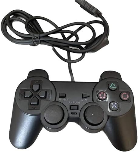 FLLAGG20 Mando con Cable Compatibles con Sony PlayStation 2 PS2 Dual shock Controller Joypad Controllador Negro