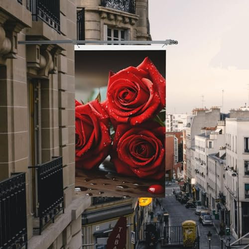 Flagge, 90 x 152 cm, lustige Banner, Gartenflagge, Rose, doppelseitiger Druck, Willkommensbanner für Zuhause, Garten, Hof, Rasen, Innen- und Außenbereich, Dekorflaggen