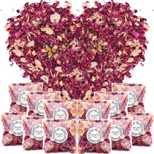 Mbsomnus 12 Packungen Blütenkonfetti Hochzeit Natürliches Biologisch Abbaubares Konfetti Streublumen Hochzeit Rosenblätter Getrocknet Blumen Konfetti für Hochzeitsdeko Geburtstag Party DIY Deko