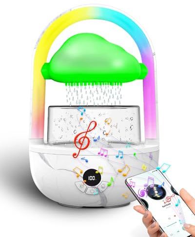Aromatherapy Essential Oil Diffuser Rainbow Rain Cloud Humidifier Water Drip Mushroom Diffuser with Running Lights Rain Sounds for Sleeping-Aromatherapy Fountain&Night Light (Rain Cloud)