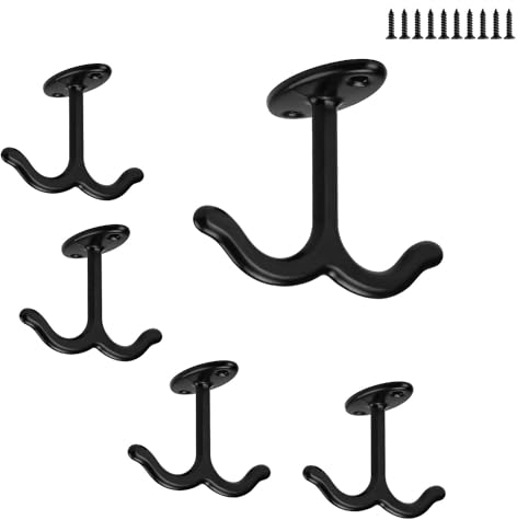 0XBIT Gancio Soffitto Nero, 5 Pezzi Gancio Lampadario Acciaio Inossidabile, Ganci da Soffitto Doppio Artiglio, per Piccoli Ventilatori da Soffitto, Applique e Zanzariere